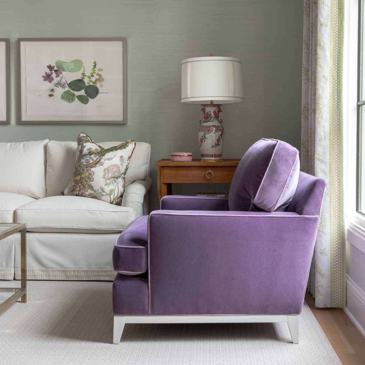 Living Room photo with purple lounge chair